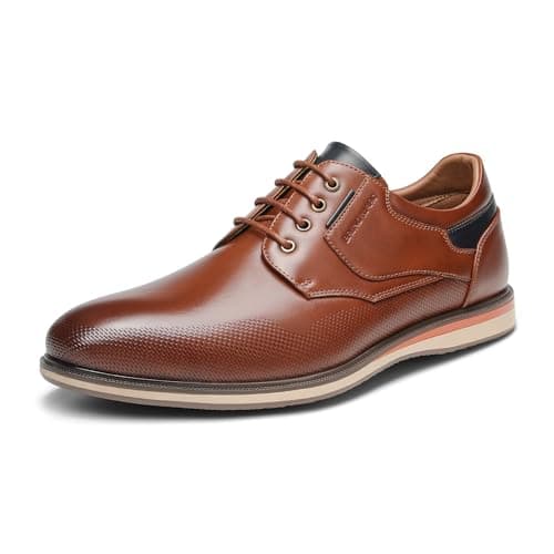 Image of Bruno Marc Men's Casual Dress Shoes, Comfortable Leather Lace Up Walking Trainers & Sneakers,Size 10,Brown,LG19008M