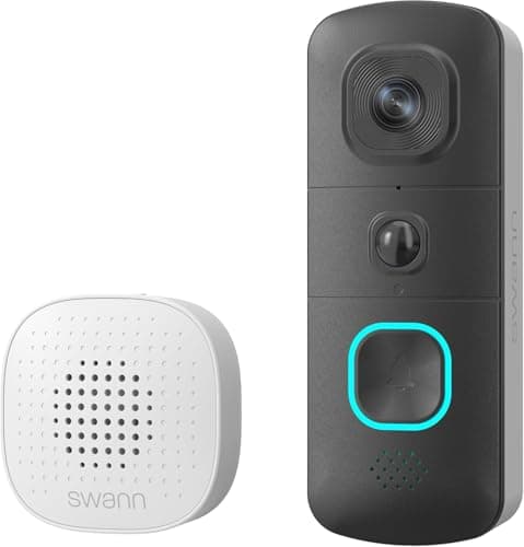 Image of Swann 2K EVO Wireless Video Doorbell, Wi-Fi Security Camera, SwannShield Voice Assistent, Two-Way Audio, Motion Detection, Night Vision, Cloud Storage, Home Surveillance, SWIFI-SEVDBC-EU