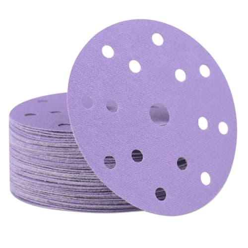 Image of FASTPLUS 150mm Sanding Discs, 6 Inch 15 Hole Ceramic Sandpaper, 60 Grit Round Sanding Discs, 50PCS Hook and Loop Sandpaper for Car Paint Wood Metal Grinding and Polishing