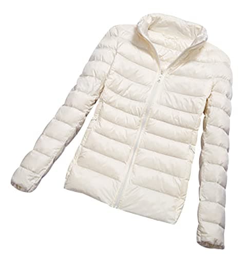 Image of Ladies Puffer Jacket Lightweight Packable Down Jacket Women Puffer Coats for Women Puffa Jackets Oversized Puffer Jackets Womens Compressible Down Feather Coat Parka Quilted Padded Jackets White S