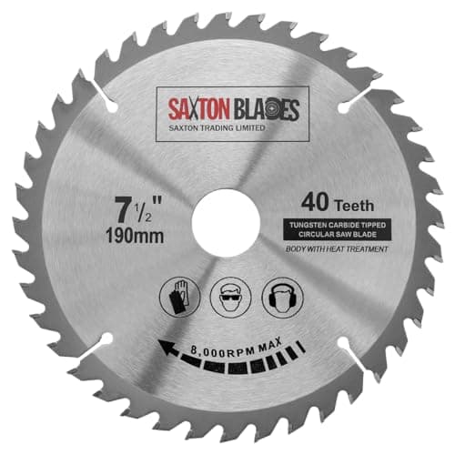 Image of TCT19040T Saxton TCT Circular Wood Saw Blade 190mm x 30mm Bore x 40T for Bosch Makita Dewalt Fits