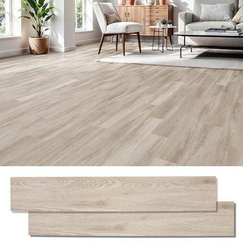 Image of Floor Tiles Self Adhesive, 36Pcs/5.02㎡ Vinyl Flooring, Wood Effect Peel and Stick Floor Tiles, Waterproof Self Adhesive Flooring 2 mm Thick for Bedroom Living Room Kitchen Bathroom Office (Wood)
