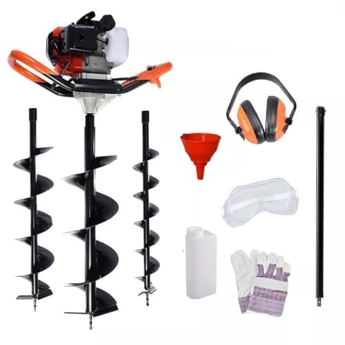 Image of Dealourus 65cc 2-Stroke Petrol Earth Auger – Heavy-Duty Garden Fence Post Hole Digger with 3 Auger Drill Bits & Extension Pole Diameter (100,150,200mm), Safety Gear, Post Level & Extension