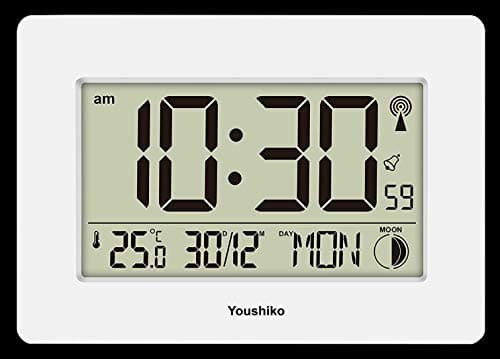 Image of Youshiko Radio Controlled Wall Clock (Official UK Version) Large Screen LCD Silent Auto Set Up with Day Date Month h