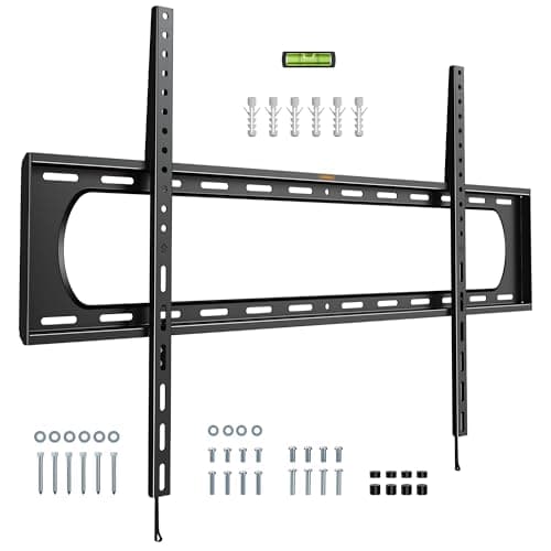 Image of VonHaus TV Wall Bracket for 60-120" Screens, Ultra-Slim TV Bracket with Spirit Level, Flat to Wall Mount, 120kg Capacity, Max VESA: 900x600mm