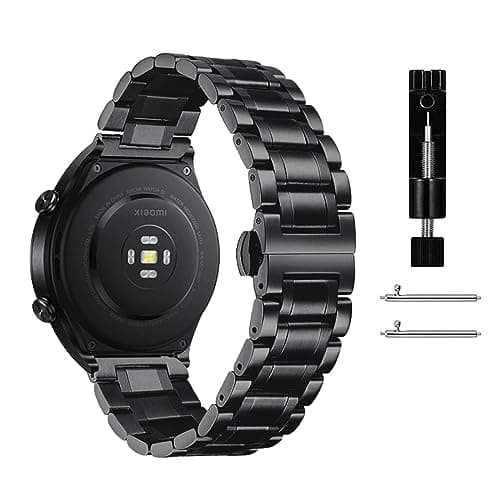 Image of Niboow 22mm Strap for Amazfit Balance/Bip 5/GTR 4/GTR 3 Pro/GTR 3, Metal Stainless Steel Watch Bands for Xiaomi Watch 2 Pro/Watch S1/Watch S1 Active/Mi Watch/Huawei Watch 4/Watch 4 Pro - Black