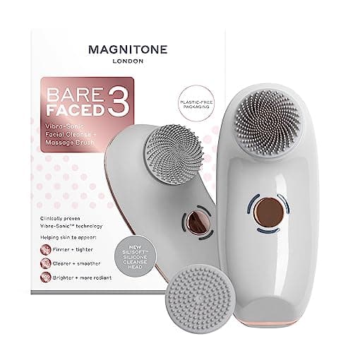 Image of MAGNITONE BareFaced3 Vibra-Sonic Facial Cleanse + Massage Brush, Rechargeable Electric Face Brush, Gentle + Deep Cleanse + PulseLift Massage, Skin is Firmer, Tighter, Clearer, Smoother & More Radiant