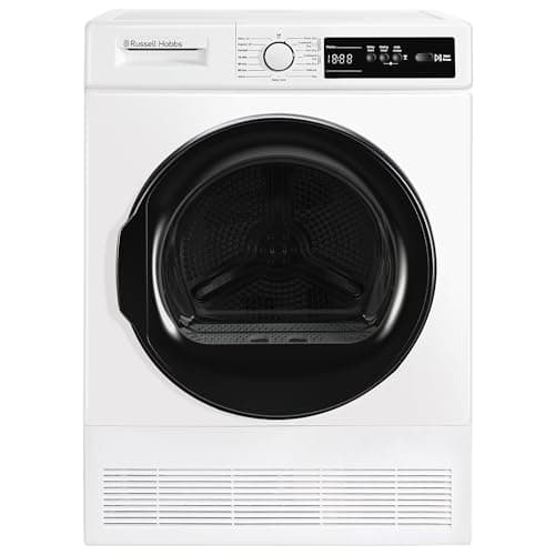 Image of Russell Hobbs Freestanding Condenser Dryer Electric Tumble Dryer 15 Programmes 8kg Capacity 3 Heat Settings LED Display DelayStart Anti-Crease Child Lock Black Clothes Dryer RH8CTD111B