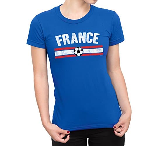 Image of Womens France Football T-Shirt Distressed World Cup 2026 French Euro Team Royal Blue