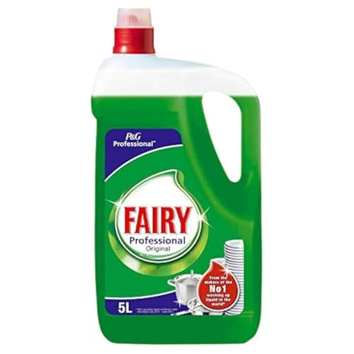 Image of Fairy Professional Original Washing Up Liquid – Concentrated Dishwashing Liquid for Pots, Pans & Cutlery – 5 L Bottle – Powerful Grease Removal & Long-Lasting Suds.