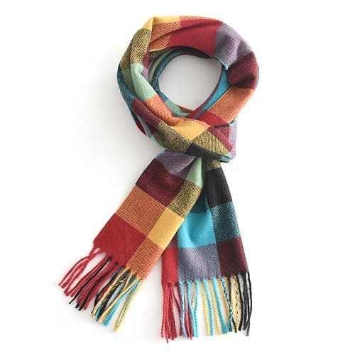 Image of vimate Women's Multi Color Check Scarf, Fall Winter Long Soft Neck Warm Gift Scarf (UK-Multi Color Check)