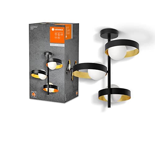 Image of LEDVANCE Decor Memphis Ceiling Light, Black/Gold, with G9 Base for Easy lamp Replacement, can be Fitted with a Normal or Smart lamp, IP20 Protection
