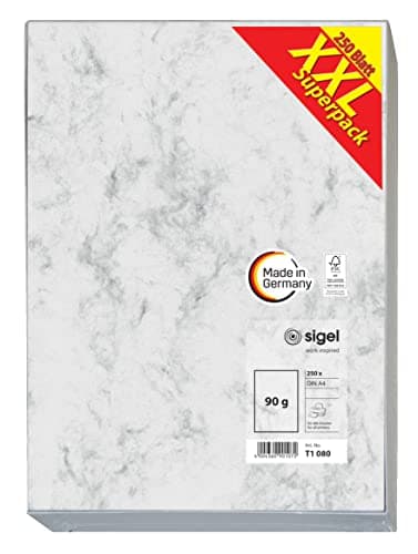 Image of SIGEL T1080 Marbled Writing Paper, A4, 90 gsm double sided, Grey, 250 sheets
