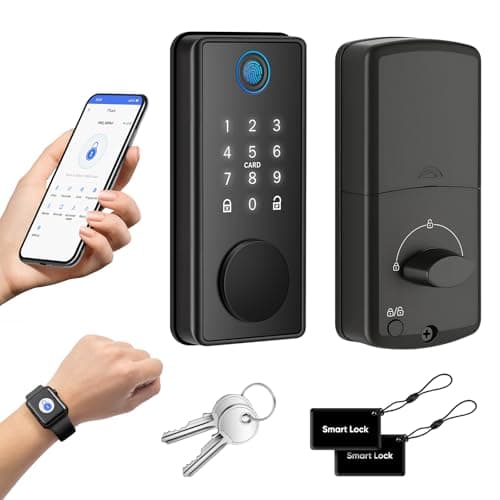 Image of MYPIN Smart Door Lock with Biometric Fingerprint & Touchscreen Keypad, 6-in-1 Unlock, One-Touch Lock/Unlock, Auto Door Swing Detection Compatible with Apple Watch for Front Door