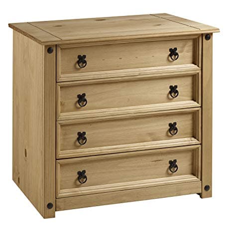 Image of Mercers Furniture Corona 4 Drawer Chest, Wood, Antique Wax, 80 x 41 x 73 cm