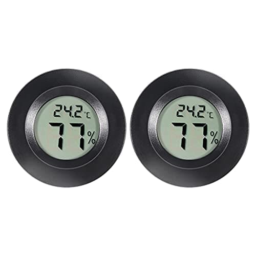 Image of 2Pcs Mini Round Hygrometer Thermometer Digital LCD Monitor Meter Gauge Indoor Outdoor Humidity Temperature Gauge for Humidifiers Dehumidifiers Greenhouse Basement Babyroom Fahrenheit or Celsius