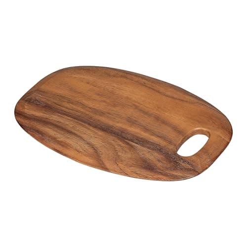 Image of Tala Large Curved Chopping Board, Lacquered Acacia Wooden Board, with Smooth Curved Edges This Wood Board is Ideal for Serving, Presenting and Preparing All Foods, Measures 36 x 26 x 1.5 cm