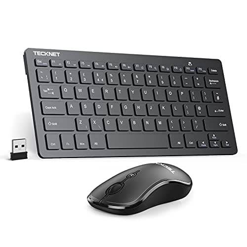 Image of TECKNET Mini Wireless Keyboard and Mouse Set, 2.4G Cordless USB Keyboard and Silent Mouse Combo with Nano USB Receiver, 12 Months Battery Life, 12 Multimedia Shortcuts for Computer, PC, Laptop, Black