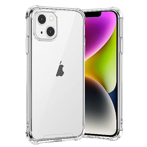 Image of gueche Crystal Clear iPhone 14 Plus Case, Shock-Absorption, Soft Silicone TPU + Hard Back PC, Wireless Charger Compatible, Bike Phone Holder - Clear