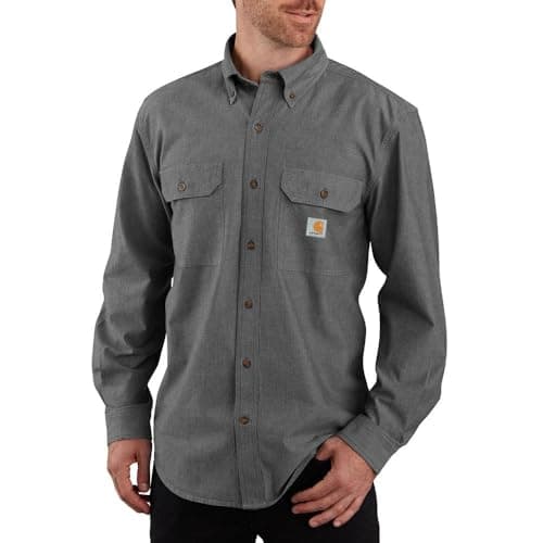 Image of Carhartt Men's Loose Fit Midweight Chambray Long-Sleeve Shirt, Black Chambray, M
