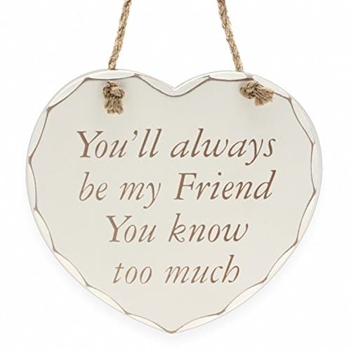 Image of You'll Always Be My Friend You Know Too Much Decorative Heart Plaque