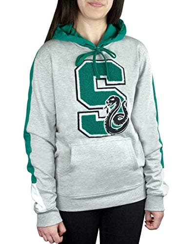Image of Harry Potter Hogwarts Slytherin S Patch Unisex Grey Logo Premium Hoodie/Sweater