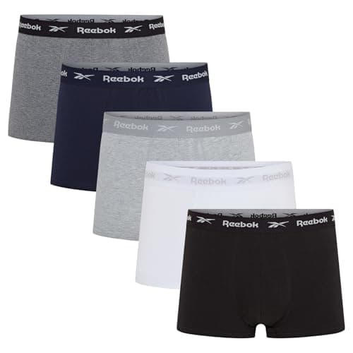 Image of Reebok Boyes Boxers for Men | Pack of 5 Mens Sports Trunks, Breathable & Stretchable Cotton Underwear for Men | Multipack Boxer Shorts