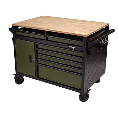 Image of BUNKER 08269 Multi-Functional Workbench Roller Tool Cabinet, 14 Drawer, 48 Inch, Green