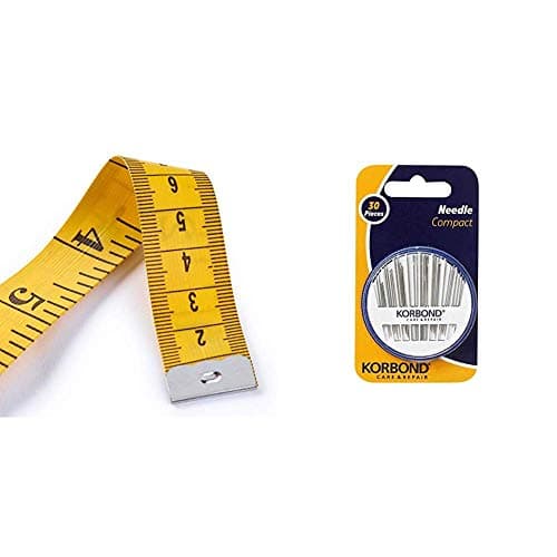 Image of Prym 254 cm/ 100-inch Tape Measure Profi Fibreglass, Yellow, 1 - Pack & Korbond Needle Compact 30pcs, Small