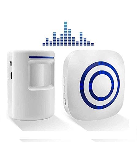 Image of Motion Sensor Door Chime Alarm,BeiLan Wireless Home Security Driveway Doorbell,Visitor Business Door Bell Chime with 1 Plug-in Receiver and 1 PIR Motion Sensor Detector Weatherproof Alert Kit