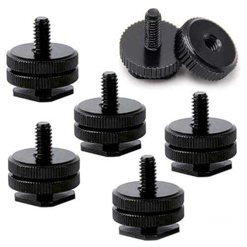 Image of Camera Hot Shoe Mount to 1/4"-20 Tripod Screw Adapter, Flash Shoe Mount for DSLR Camera Rig (Pack of 6)