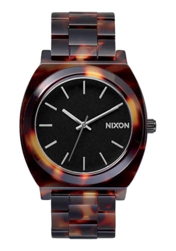 Image of NIXON Time Teller Acetate 100m Water Resistant Women's Analog Fashion Watch (40mm Watch Face, 20mm Acetate Band) - Tortoise
