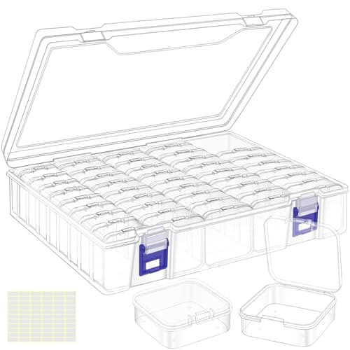 Image of LINYAPRY Bead Organizer Box, 46 Pcs Small Bead Organizers and Storage Plastic Cases, Mini Clear Bead Storage Containers Boxes with Hinged Lid for Diamond Painting Accessories, Bead, Jewelry, Crafts