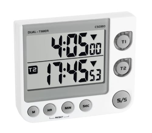 Image of TFA Dostmann Digital Dual Timer, 38.2025, longer timing, dual display for simultaneous timing, 3 volume levels, whiter