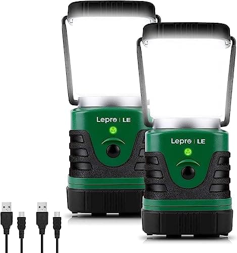 Image of LE Camping Lights Rechargeable, 1000 Lumen Camping Lantern, Dimmable 4 Modes Camping Tent Light with 4400mAh Power Bank, Camping Accessories, Rechargeable Lantern for Outdoors, Power Cuts, Pack of 2