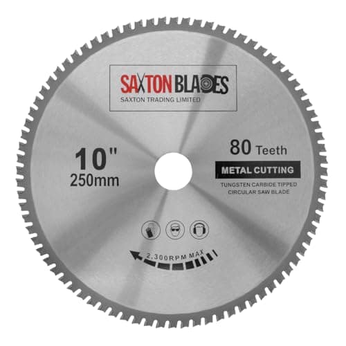 Image of TCT25080TMB Saxton TCT Circular Steel Aluminium Copper Metal Saw Blade 250mm x 80T for Bosch Makita Dewalt Evolution Fits 255mm Saws