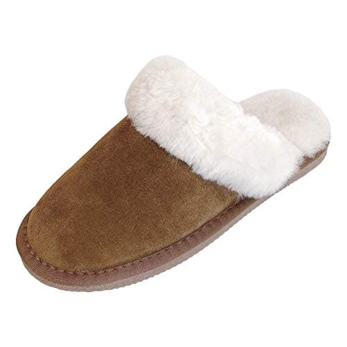 Image of Deluxe Ladies Sheepskin Mule Style Slippers with Thick Sheepskin Lining (7, Chestnut)