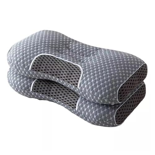 Image of Yopption Orthopedic Pillow 2 Pack for Side Sleepers, Cervical Neck Support Pillows, Hotel Quality Firm Bed Pillows for Neck Shoulder Pain Relief, Breathable Cotton Sleeping Pillows (Grey, 40x65cm)