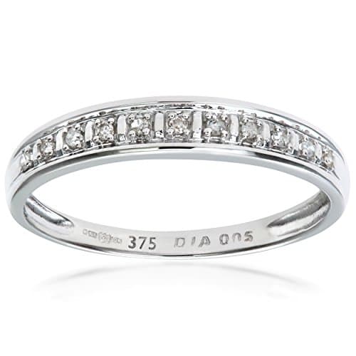 Image of Elegano 9ct White Gold Ring – Diamond Pave Set Size N Women’s Ring