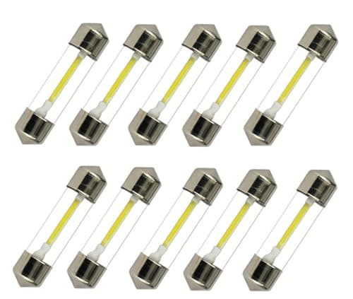Image of ShuoHui 10pcs Warm White Festoon 36mm/41mm C5W COB LED Interior SMD Bulb Car Reading Light Source Dome Reading Lamp 12V 3000K (36mm)