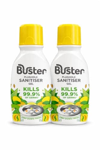 Image of Buster Plughole Sanitiser Gel 300ml (Pack of 2) – Drain Cleaner & Sanitiser, Kills 99.9% of Germs, Eliminates Odours, Keeps Drains Fresh