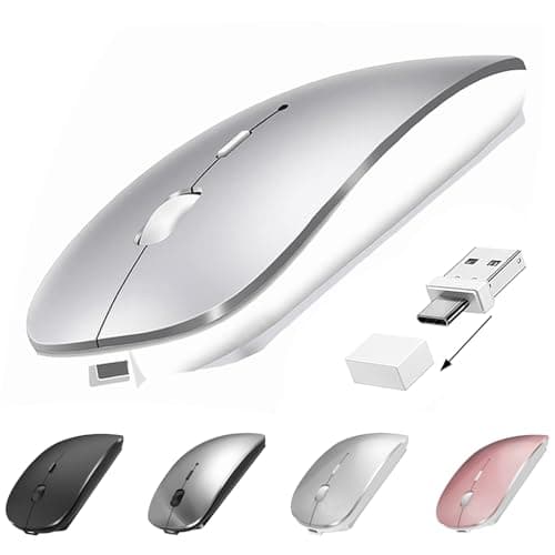 Image of Suteke Wireless Bluetooth Mouse for MacBook Air Pro iMac Laptop Desktop Surface Pro, Wireless Computer Mouse USB C Rechargeable Portable Slim Quiet Mice for Mac Mini/iPad/PC