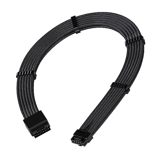 Image of EZDIY-FAB 16pin (12+4) 12VHPWR PCIe 5.0 GPU Power Sleeved Cable Extension, Male to Female, Compatible with RTX 5080, 5070, 4090, 4080, 4070,16AWG with Cable Combs-Black