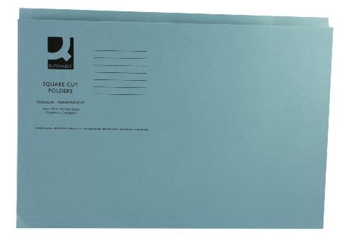 Image of Q-Connect Square Cut Folder Medium Weight Foolscap KF01191, 250 g - Blue, Pack of 100