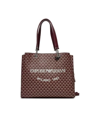 Image of Emporio Armani Red Eagle Charm Logo Shoulder Bag with Shoulder Strap, Bordeaux(80801), One size