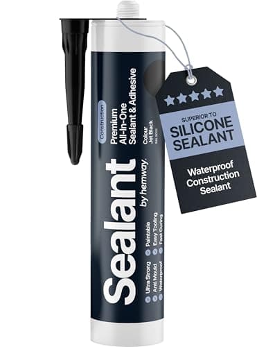 Image of Jet Black Construction Sealant & Adhesive All-in-One Hybrid Polymer | Superior to Silicone Sealant | Waterproof, Odourless, Anti-Mould, Paintable | Kitchen Bathroom Outdoor - 300 ml 1 Pack