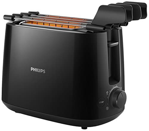 Image of Philips Daily Collection HD2583/90 8 Slice (s) 600W Black Toaster (8 Slice (s), Black, Plastic, Buttons, Rotary, China, 600W)