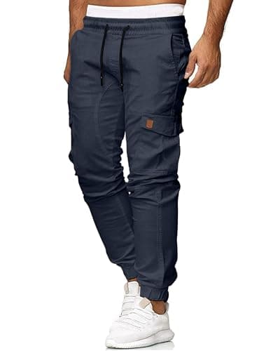 Image of CTU Mens Cargo Trousers Casual Work Combat Joggers Drawstring Pants with Pockets Navy L