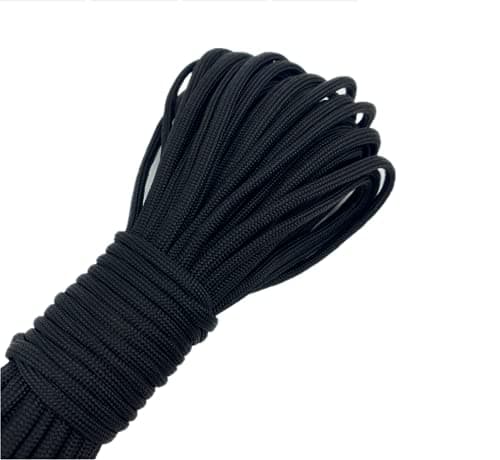 Image of Himtop 30M Black Nylon R-ope 6MM Multi-functional Nylon Rope Cord Hanging String, Traction Tying Rope for Camping Outdoor Activities Garden Bundling Garage Clothesline.