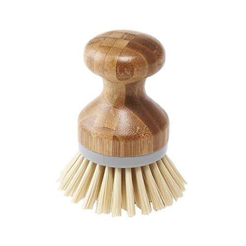 Image of Addis Palm Dish Brush with Natural Bamboo, Natural & Grey, Grey/Wood, 6.7 x 6.7 x 9 cm 517683